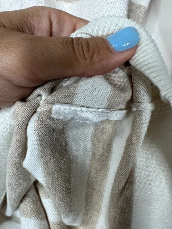 2/$30 J. Crew Striped Drop Shoulder Crewneck Sweater White Cream XXS #A1793 - Picture 7 of 8